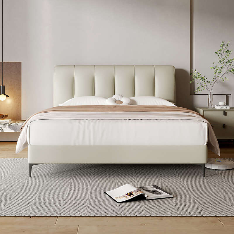 Good Night Home Leather Soft Bed Double Leather Art Bed Modern Master Bedroom Cream Style First Layer Cowhide Soft Backrest Leather Bed Good Night Home Leather Soft Bed Double Leather Art Bed Modern Master Bedroom Cream Style First Layer Cowhide Soft Backrest Leather Bed