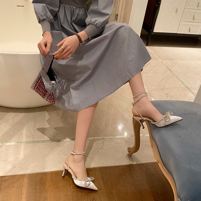 heels凉鞋2024春款女士水钻蝴蝶结女鞋批发细跟包头法式绝美凉鞋详情29