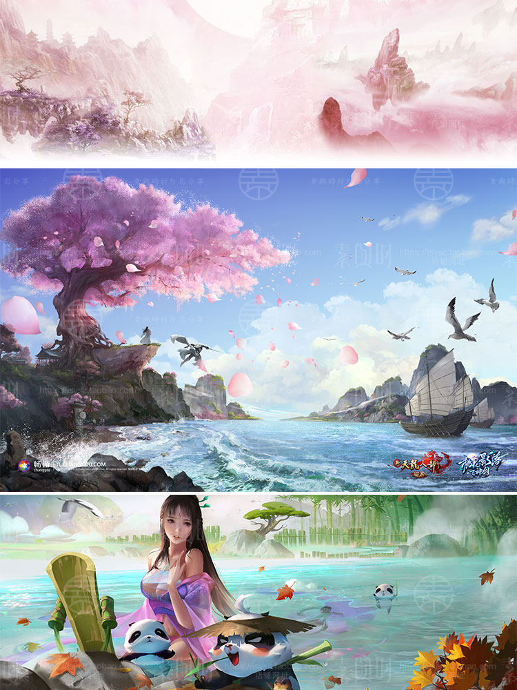 古风仙侠CG游戏背景 棋牌游戏登录场景高清游戏美术资源素材合集