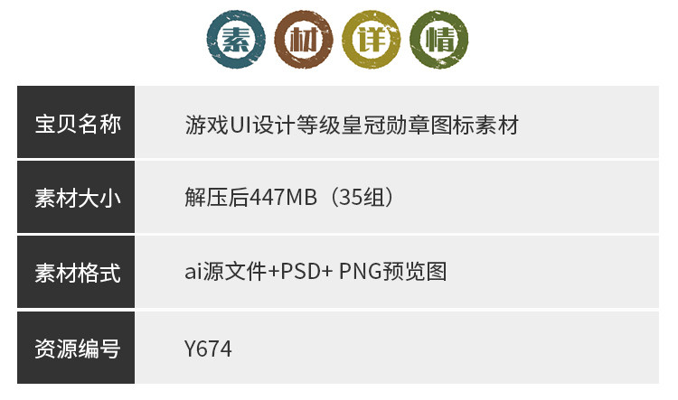 游戏美术UI图标 会员等级勋章金银铜皇冠矢量排行榜图标设计素材
