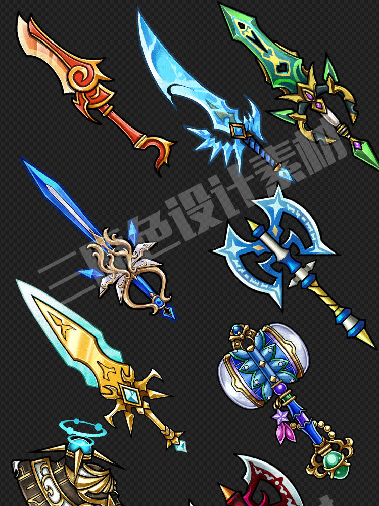 1000多枚日韩Q版手游 道具 套装 成套 武器 超大装备物品 图标