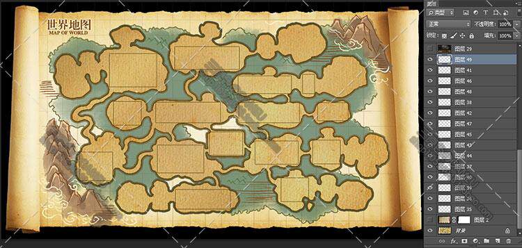 游戏美术资源横版网游《古神志》界面 UI全套PSD源文件77美术参考