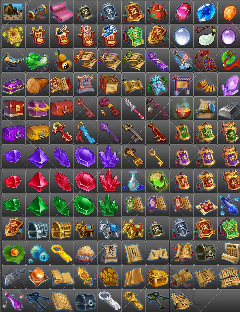 Q版游戏美术资源/界面UI/图标ICON素材/PSD源文件/游戏道具技能