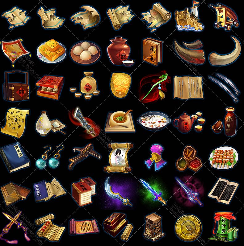 Q版游戏美术资源/界面UI/图标ICON素材/PSD源文件/游戏道具技能