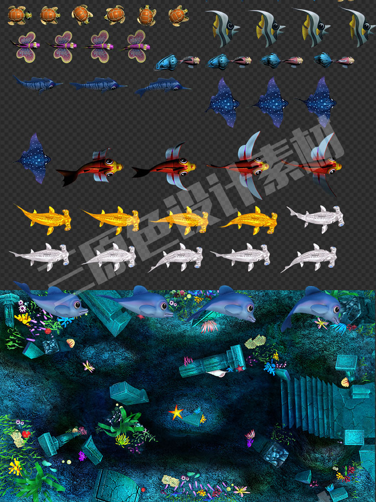 捕鱼手游素材 街机千炮捕鱼达人全套资源 游戏美术鱼炮场景 图标 捕鱼手游素材 街机千炮捕鱼达人全套资源 游戏美术鱼炮场景 图标