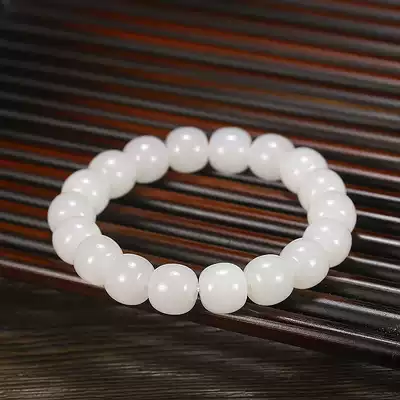 (Sheep fat jade)Bead round jade run old bead hand string Run jade edge Xinjiang Hetian jade white jade hand string 30g