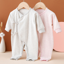 Newborn jumpsuit baby long sleeved pajamas stripes monk clothes newborn baby underwear Spring and Autumn wear