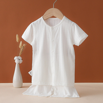 Baby summer short sleeve set childrens bamboo fiber base pajamas air-conditioning clothing mens and womens baby underwear breathable Thin Thin
