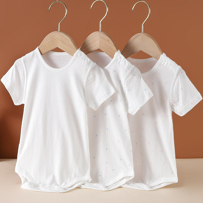 Neonatal Summer Lian Body Clothing Baby Triangle Climbing clothing Breathable Bamboo Fiber Short Sleeve Male And Female Baby Pyjamas