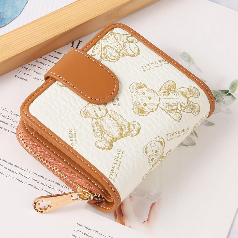 Tiantian Winnie the Pooh Fashion Niche Cartoon Bear Wallet Women's Short Zipper Wallet Portable High-End Wallet