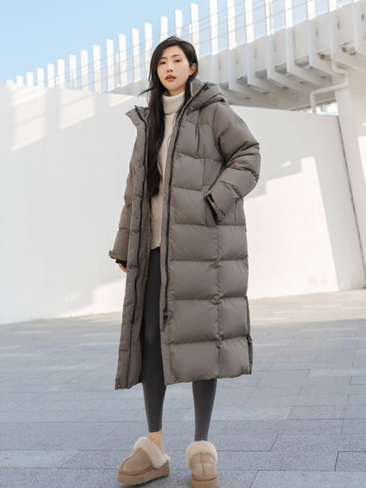 Long down jacket for women 2025 new over-the-knee white goose down thickened Northeastern ultra-thick extreme cold loose little man jacket