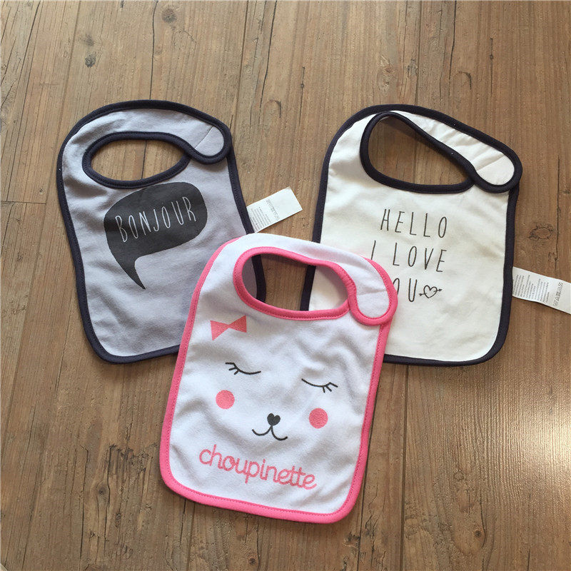 Baby saliva towel double-layer terry cloth baby bib children's rice pocket cute newborn bib sweat-absorbing towel rice pocket