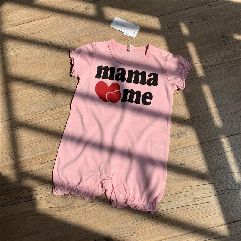 Baby short sleeve jumpsuit Female baby jumpsuit Pink newborn jumpsuit Half sleeve climbing clothing Short climbing clothing Bag farthest clothing