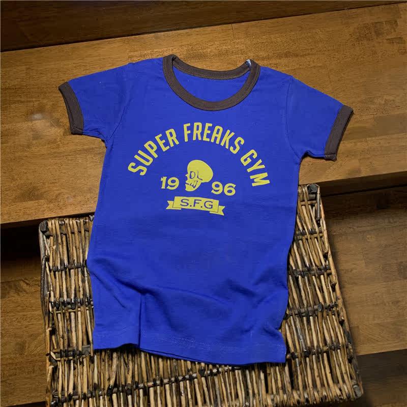 Baby short-sleeved T-shirt Pure cotton men's half-sleeve top boy elastic t soft and comfortable children's day single short t summer