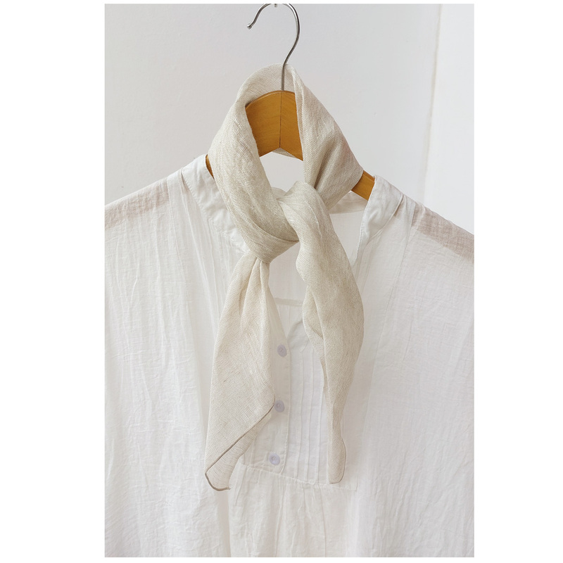 All-Linen Japanese-Style Rain Dew Linen Solid Color Summer Thin Square Scarf for Women, Versatile Decorative Thin Neck-Protecting Linen Scarf