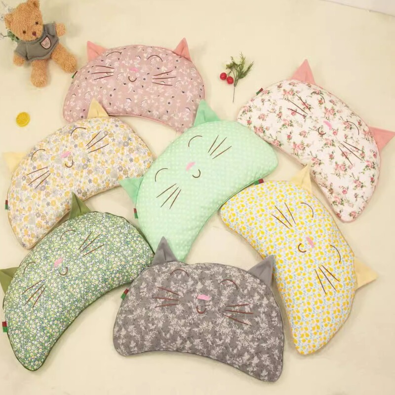 Children's Buckwheat Pillow, Baby-Specific Cervical Spine Protection, Sleep Aid, Buckwheat Husk Pure Cotton Kindergarten Shaped Pillow Core