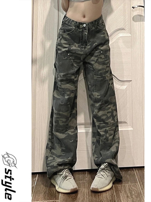 taobao agent Warm retro demi-season camouflage sexy warm jeans, American style, high waist