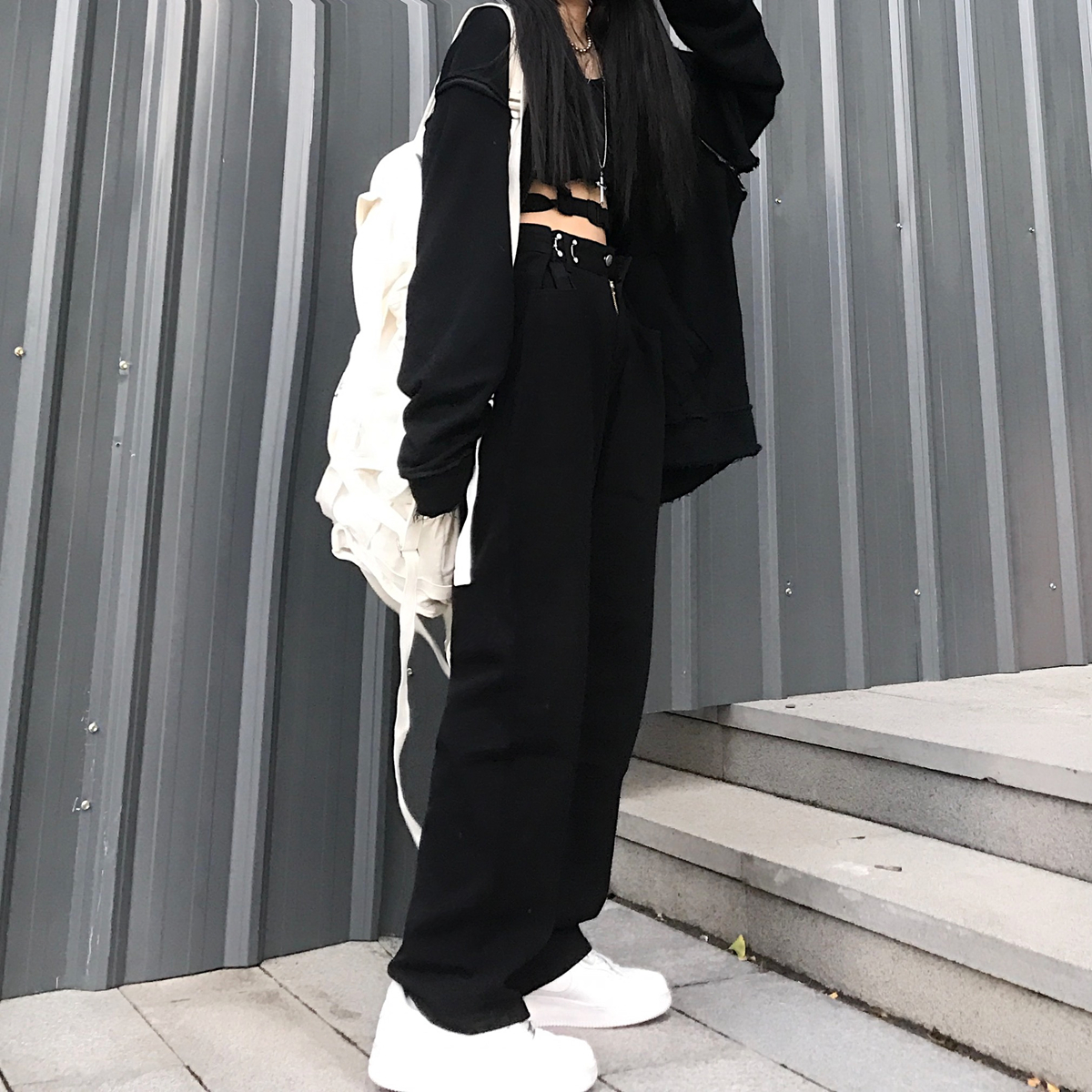 Wide-legged jeans, women's autumn and winter, high waist, slim, new pants, loose Joker, straight drumbed pants