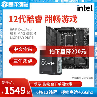 Intel/英特尔i5 12490F/12600KF搭微星B660迫击炮DDR4主板CPU套装