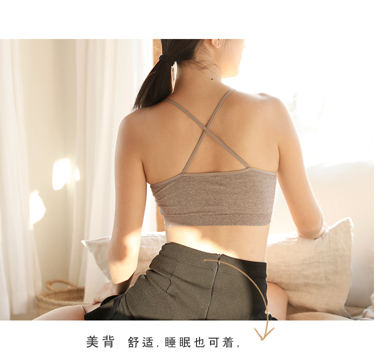 Mùa xuân và mùa hè Nhật Bản thoải mái ống hàng đầu chống ánh sáng vi cổ áo quấn ngực bên trong pad chéo đẹp trở lại áo khoác phụ nữ có thể mặc áo lót 2 dây