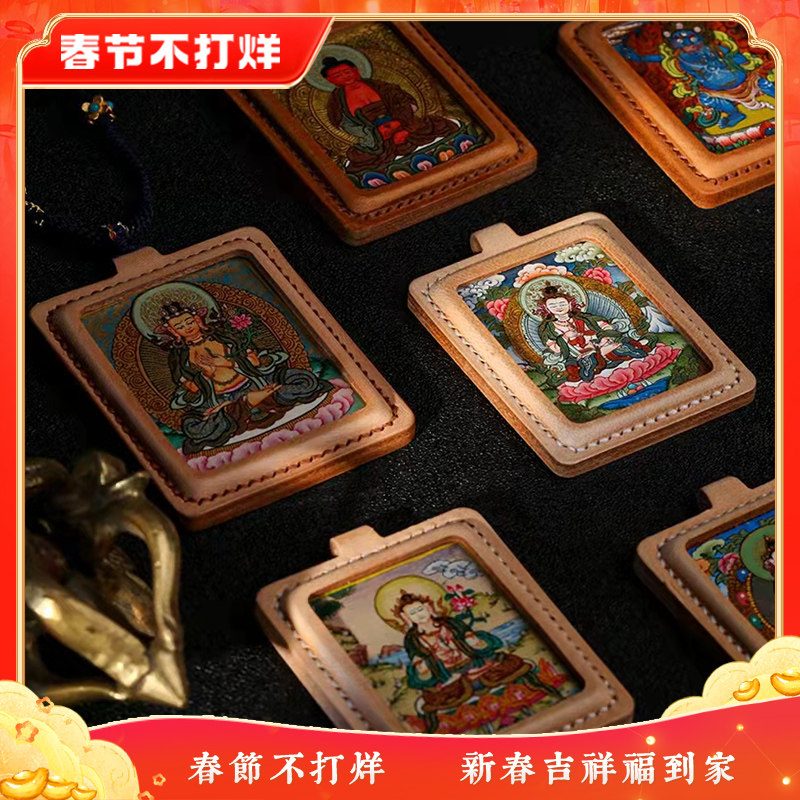 (Luo Sanniang) Nepalese Sakyamuni Hand-Draw Handmade Thangka Necklace Pendant for Men and Women