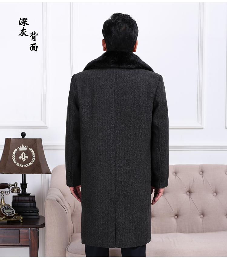 Đặc biệt hàng ngày trung niên áo khoác nam trung niên của nam giới len dài coat coat mùa đông cộng với nhung daddy