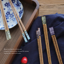 Natural native chicken wings wood chopsticks Home No paint No wax solid wood non-slip Dining Chopsticks 10 Double high-end gift boxes