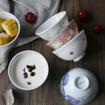 Japanese Imported Ceramic Rice Steamed Dessert Soup Bowl Home Shallow Dish Small Dish Light Peak Light Hand Painted