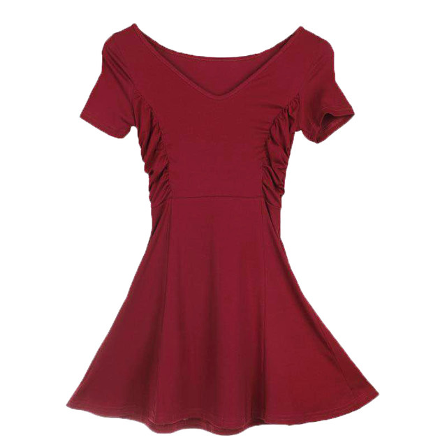 Breast-showing skirt for women summer 2024 new Hepburn style v-neck slim slimming high-waisted short skirt a-line sexy dress