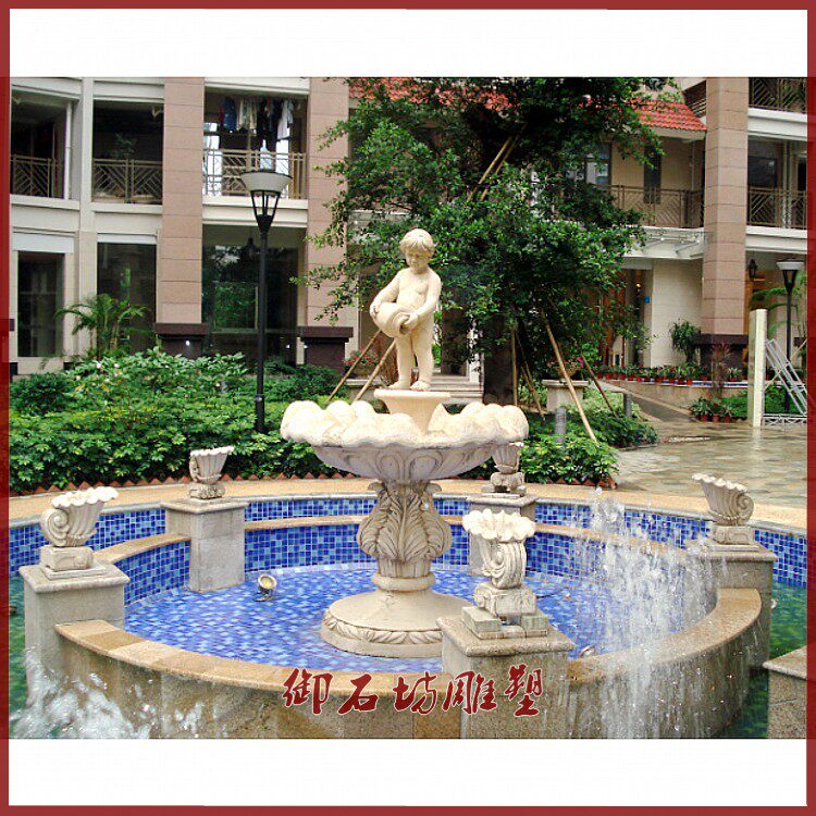 Sandstone relief TV background wall pendant mural hotel decoration flower pot garden landscape sculpture children fountain