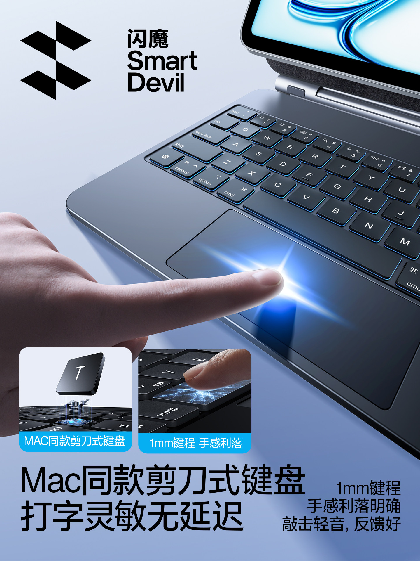 Flash Magic 2025 iPad Pro New Model Suitable for Apple Air 7 Magic Keyboard 11Th Generation Protective Case 12.9inch Tablet-Specific 5-Magnetic Bluetooth Smart Mouse Set Mini Instant Touch Integrated