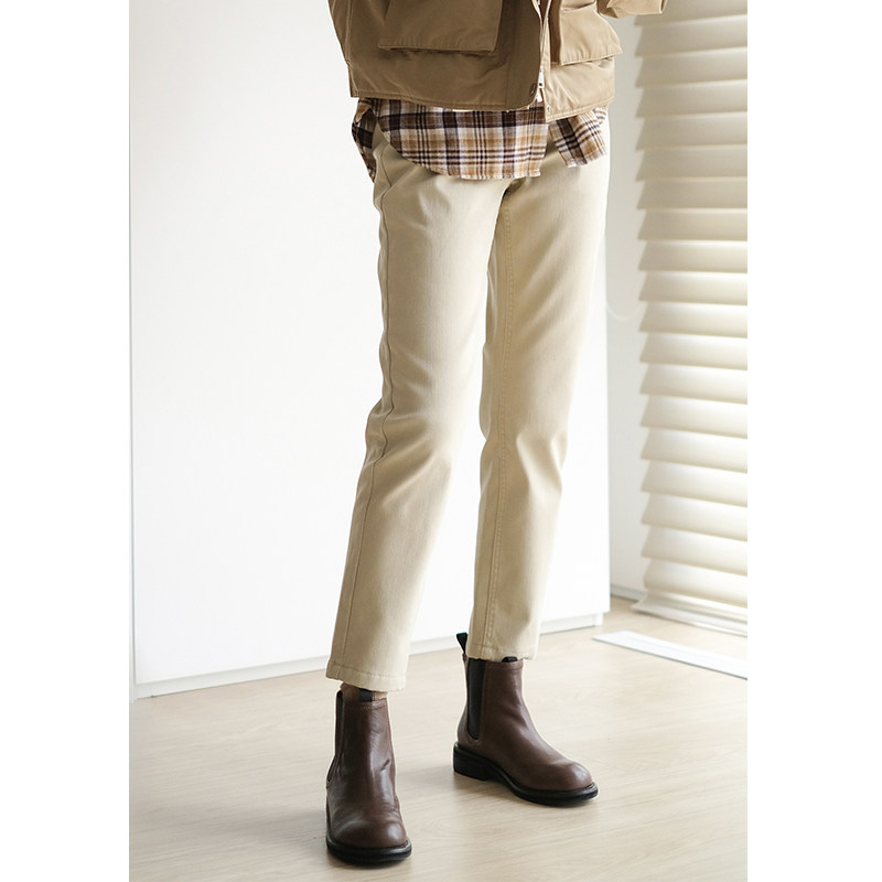 Light city Su small sugar) plus velvet jeans women's fall/winter 2021 new off-white thick straight casual pants