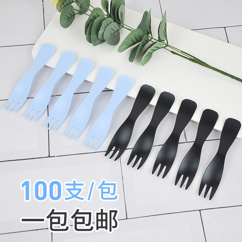 One time 5 colored cake wave three fork mousse fruit salad pastry plastic fork 100 free shipping