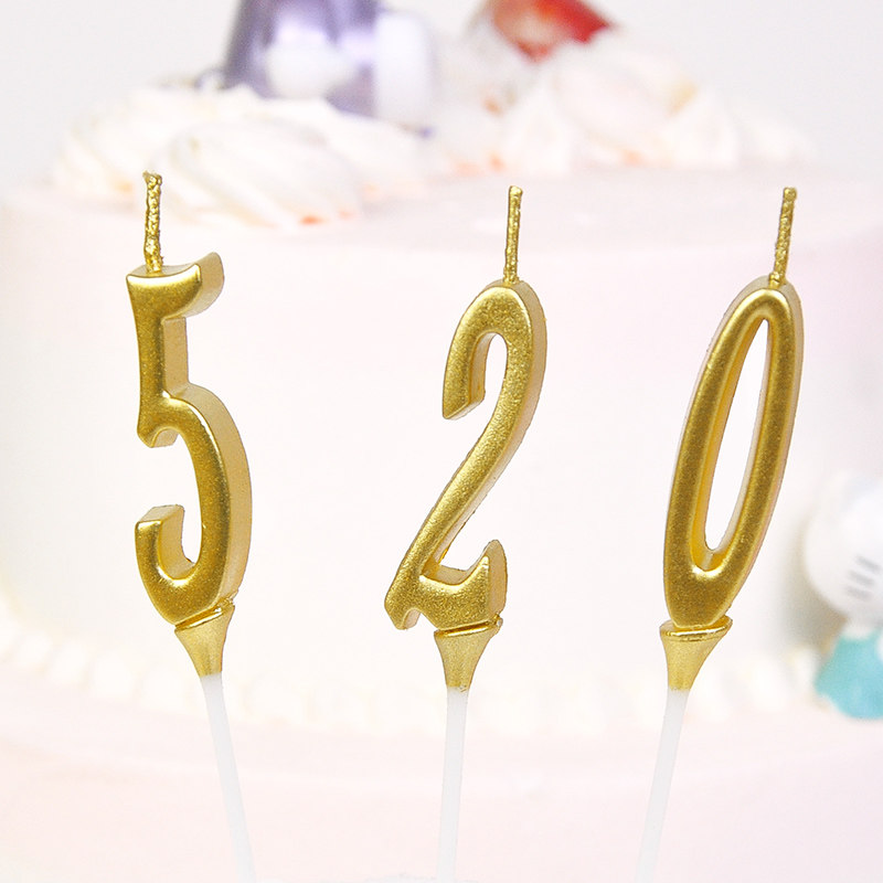 Golden Creative Digital Candle Colored birthday Birthday Gold Plated Mini Digital Candle Table White Individuality Birthday Candle