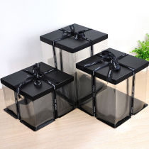 Transparent cake packaging box plus 3 layers 6 inches 8 10 12 14 inches square birthday double layer cake box customization