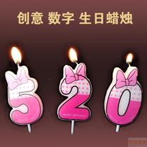 Large birthday digital candle colored bow Mickey Cartoon Creative Party childrens year cake decoration
