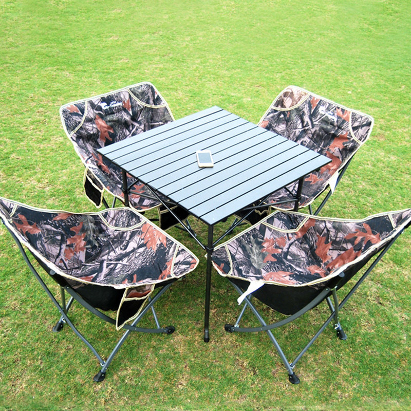 Outdoor folding table and chair combination portable self-driving tour car camping picnic table and chair barbecue set supplies equipment