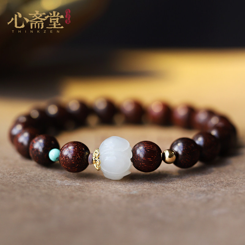 The Heart Fasting (Youth Zen) India High-density Venus Old material Little Leaf Purple Sandalwood Bracelet and Tanyu Lotus Buddha Everest