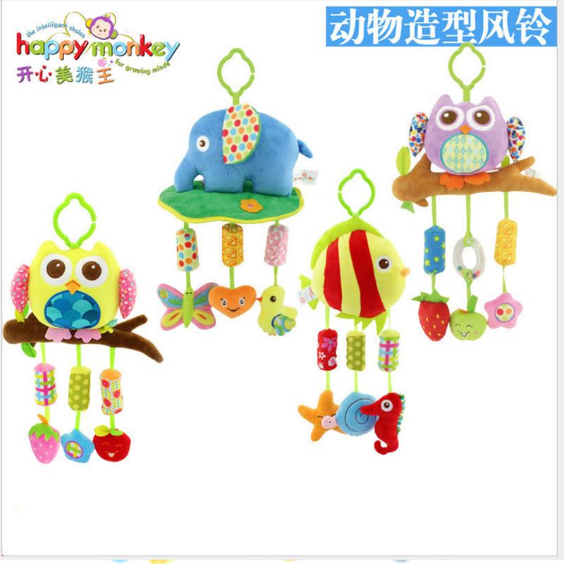 Baby stroller pendant toy bedside music bell rattle newborn wind chime 0-3 months educational 1 year old baby plush toy