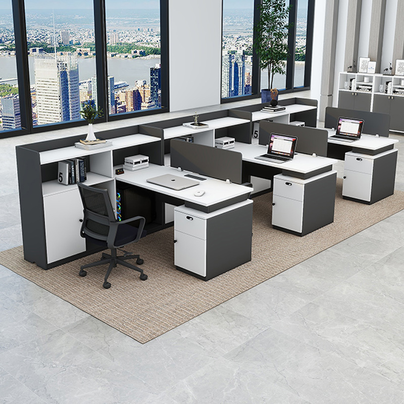 Desk Chair Combination Brief Modern Finance Desk Staff Station Office 4 People Employee Card Holder 3 Screen Partition-Taobao