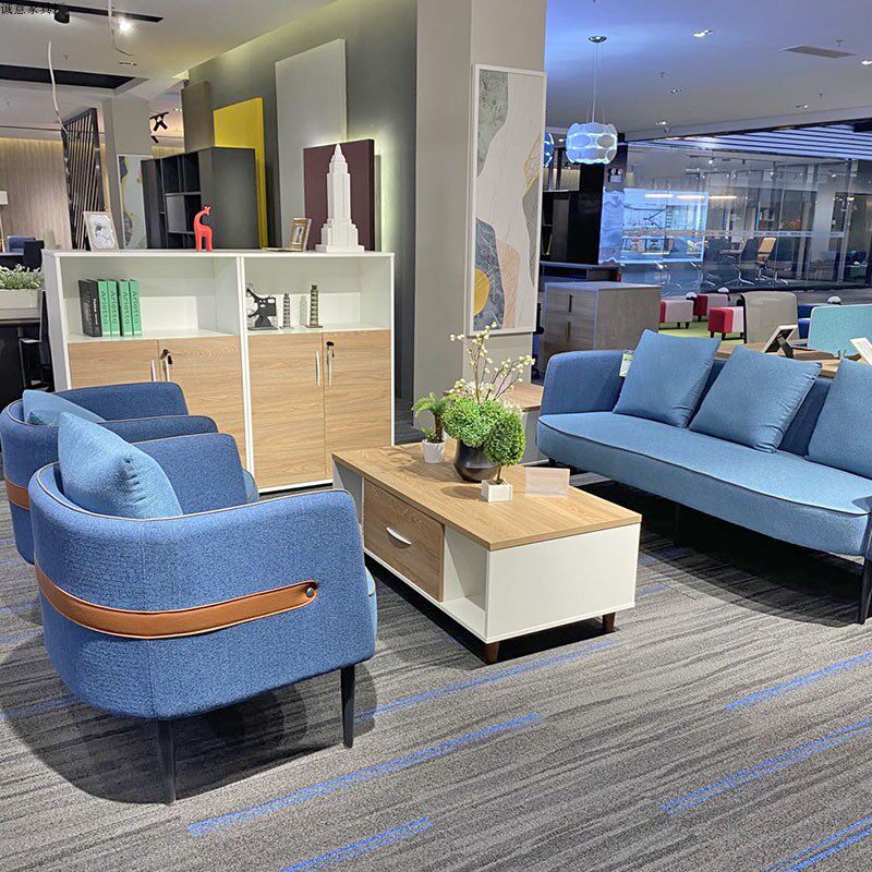 Brief Business Office Sofa Tea Table Combination Suit Talks Reception Room Lounge Area Guest Office Leather Sofas