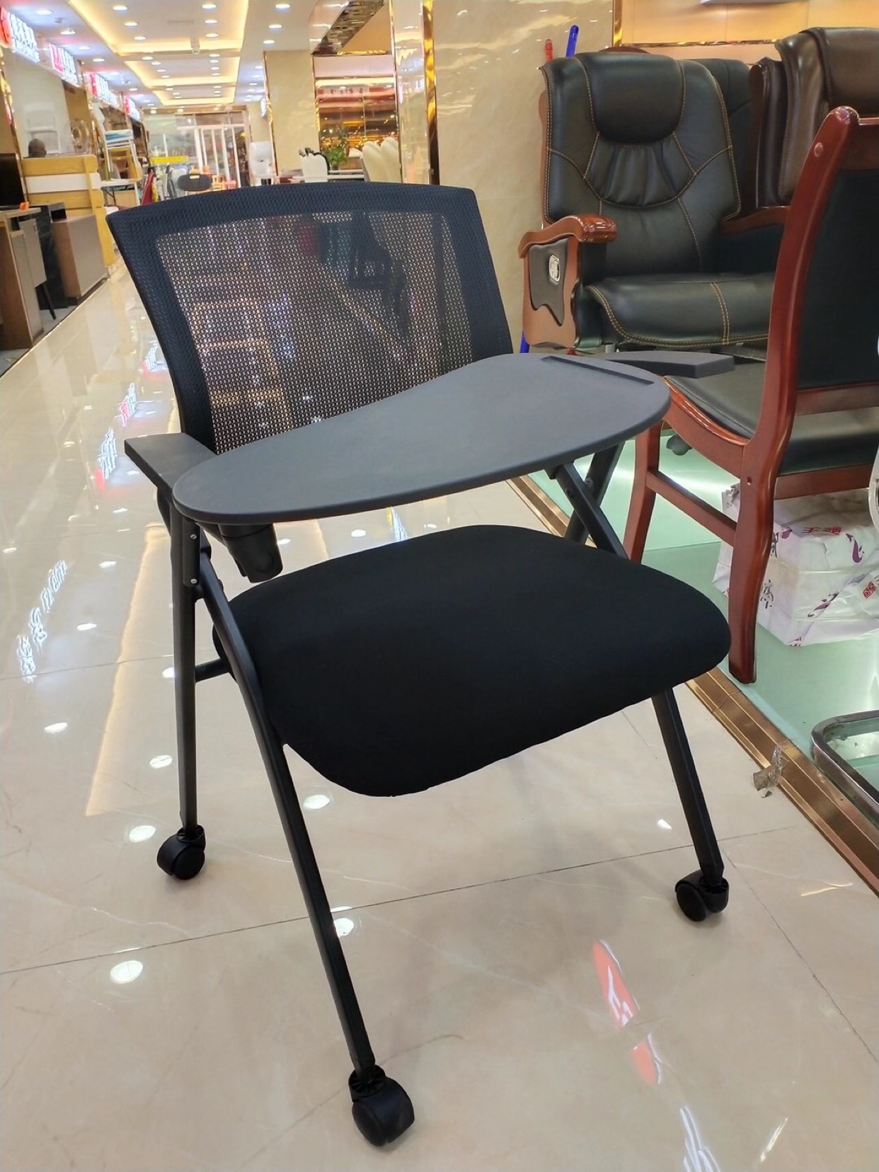 Foldable training chair with writing board chair meeting room meeting room office desk and chair with small table board wheel stool