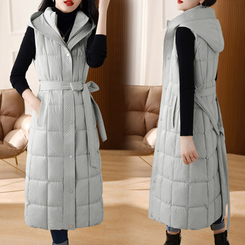 Winter thickened long cotton vest for women's winter outer wear korean style waist slimming extra thick long knee-length women's vest jacket