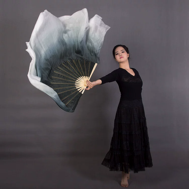 Xác thực fan hâm mộ nhảy múa lụa cổ điển nhảy múa quốc gia solo nhảy yangko biểu diễn quạt mực hai mặt quạt - Khiêu vũ / Thể dục nhịp điệu / Thể dục dụng cụ giày múa trắng