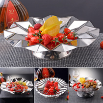 Bar ktv special stainless steel delicate large number High foot fruit dish upscale snack tray minimalist for modern commercial