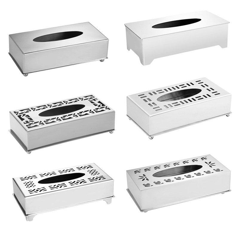 Hotel ktv special dining room desktop simple high-end stainless steel square extraction toilet paper towel box commercially customized logo