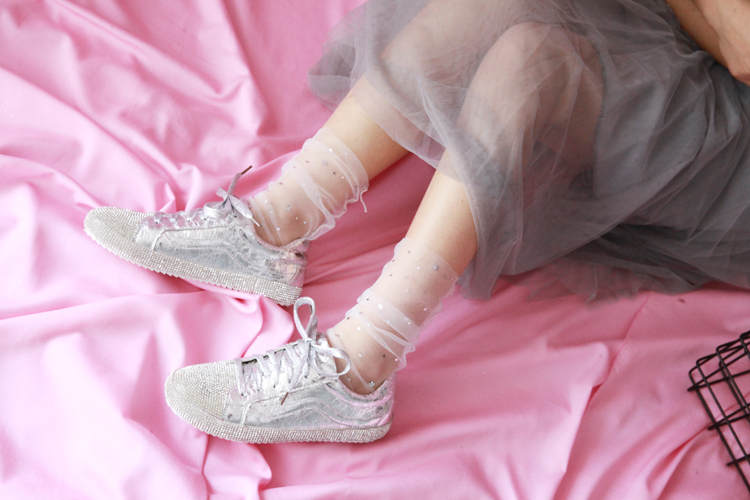 Mùa hè mới sao sequin lưới trong suốt vớ nữ phiên bản Hàn Quốc của thời trang đa năng ngọt ngào của vớ vớ vớ ren - Bít tất nữ vớ trắng