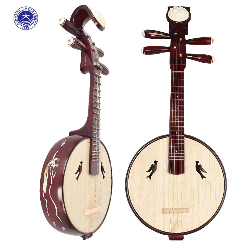 Starsea 8501 8501T Professional Hardwood Bones Flowers Small Ruan Early School Practicing Adults Playing Small Nguyen Wine Red Steel Pint 