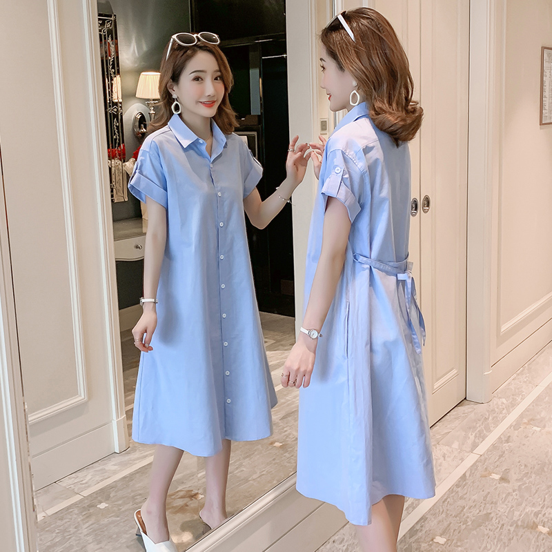 Pregnant Woman Shirt Dress 2022 Pregnancy Woman Dress Summer Dress Foreign Dress With Long Version Short Sleeve Blouse Dresses Summer Dress