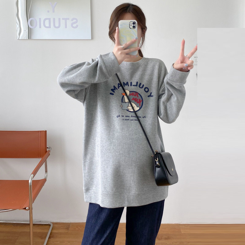 Long version long sleeve large size in pregnant women's spring clothing blouses women's spring Korean version fashion display slim fit clothing loose coat spring and autumn